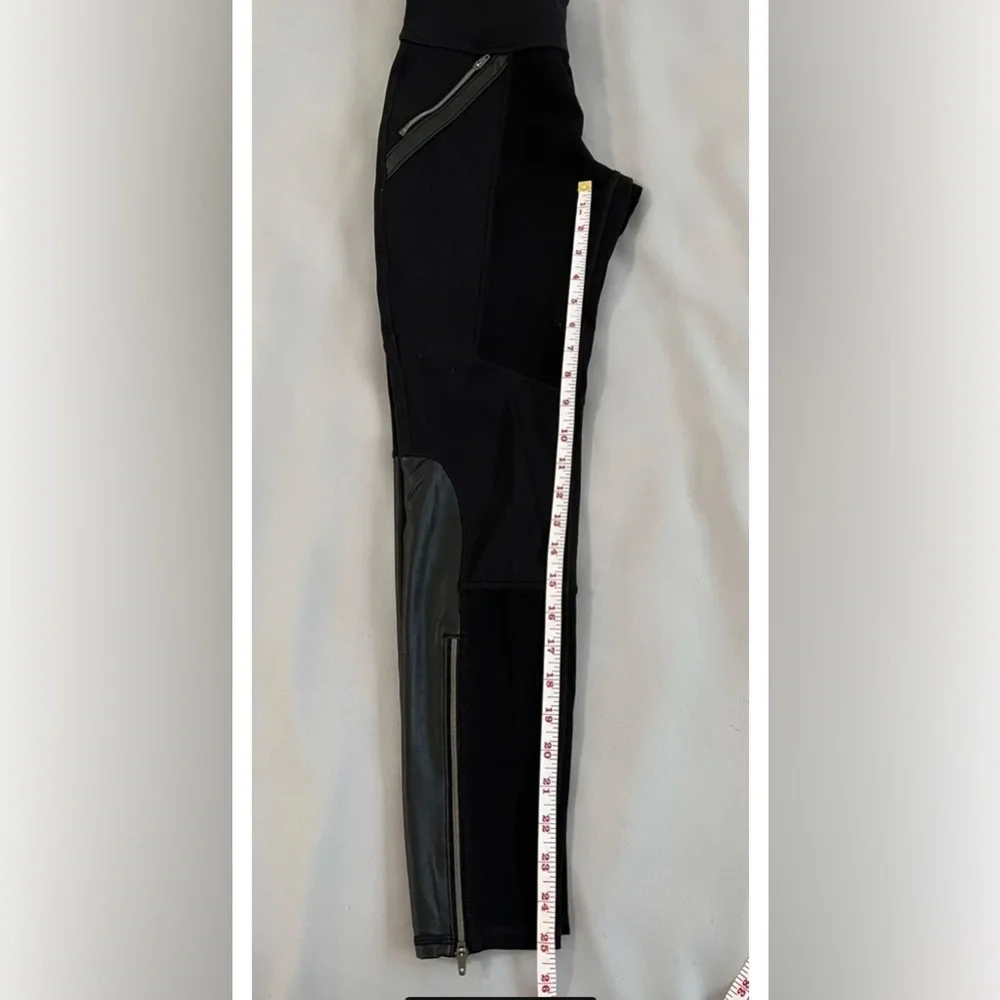 Athleta Womens Leggings Sz Small Black Luxe Ponte Faux Leather High Waisted‎